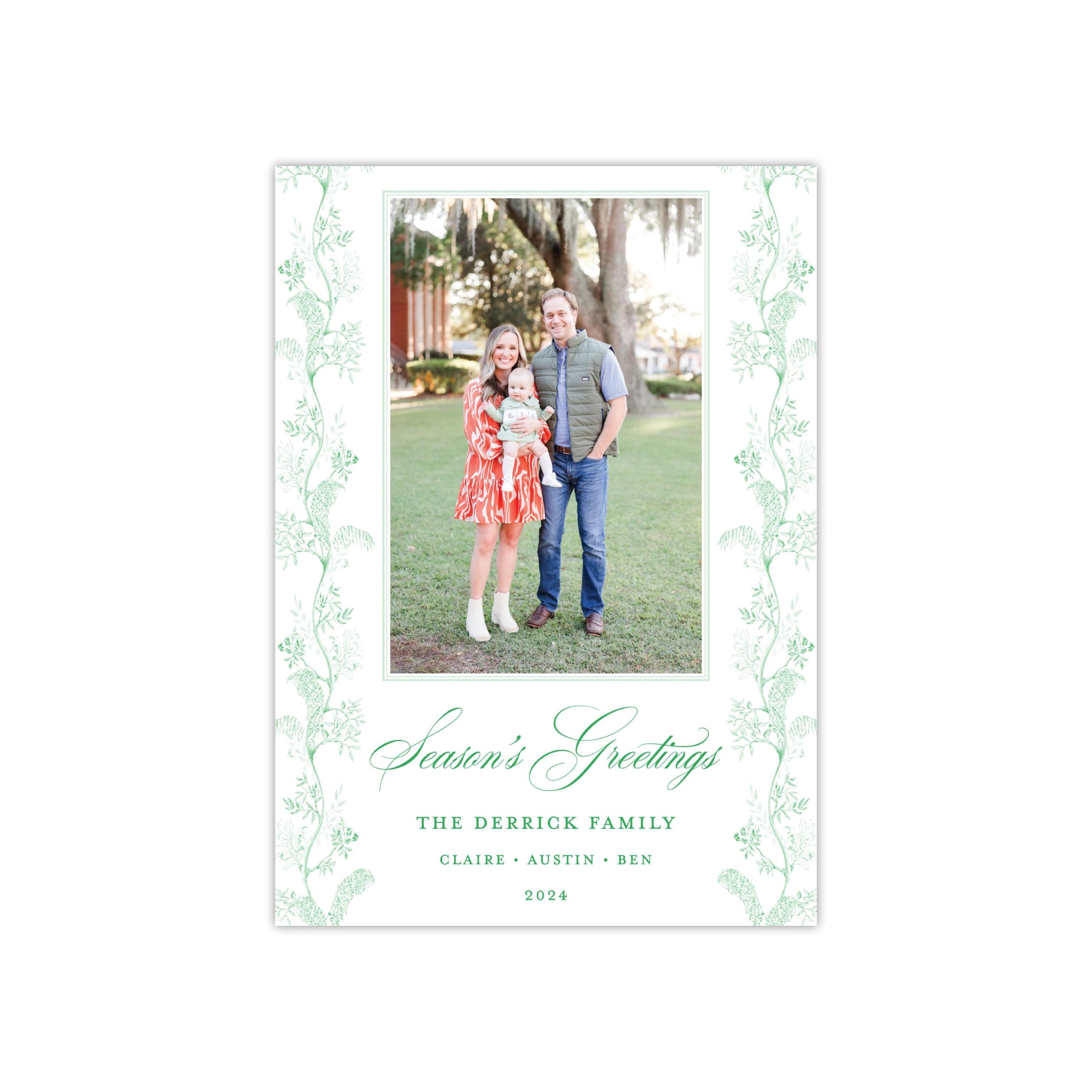 Chinoiserie Green Holiday Card