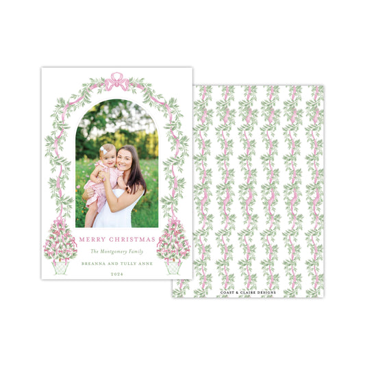 Pink Tree Arch Holiday Card