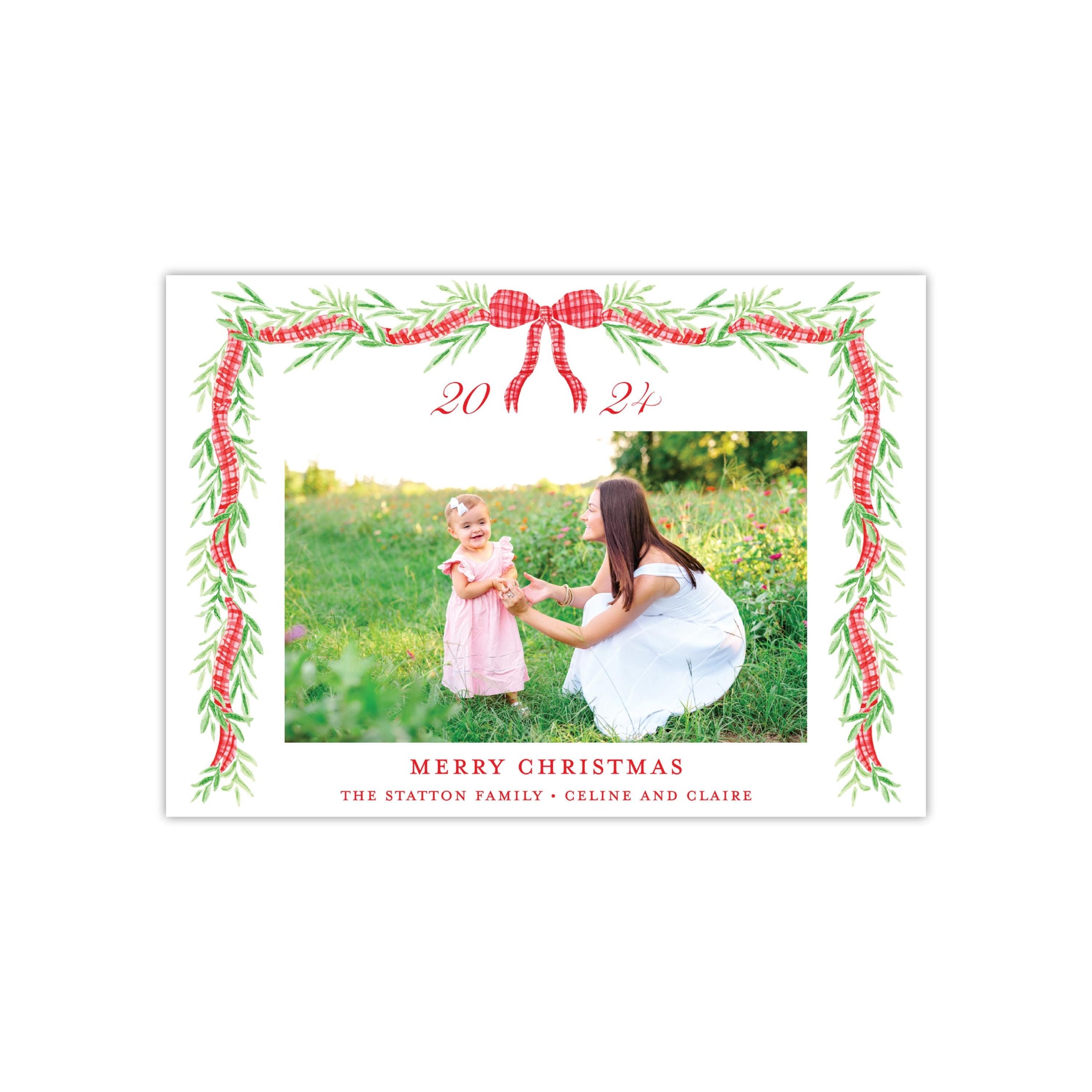 Red Plaid Holiday Card - Horizontal