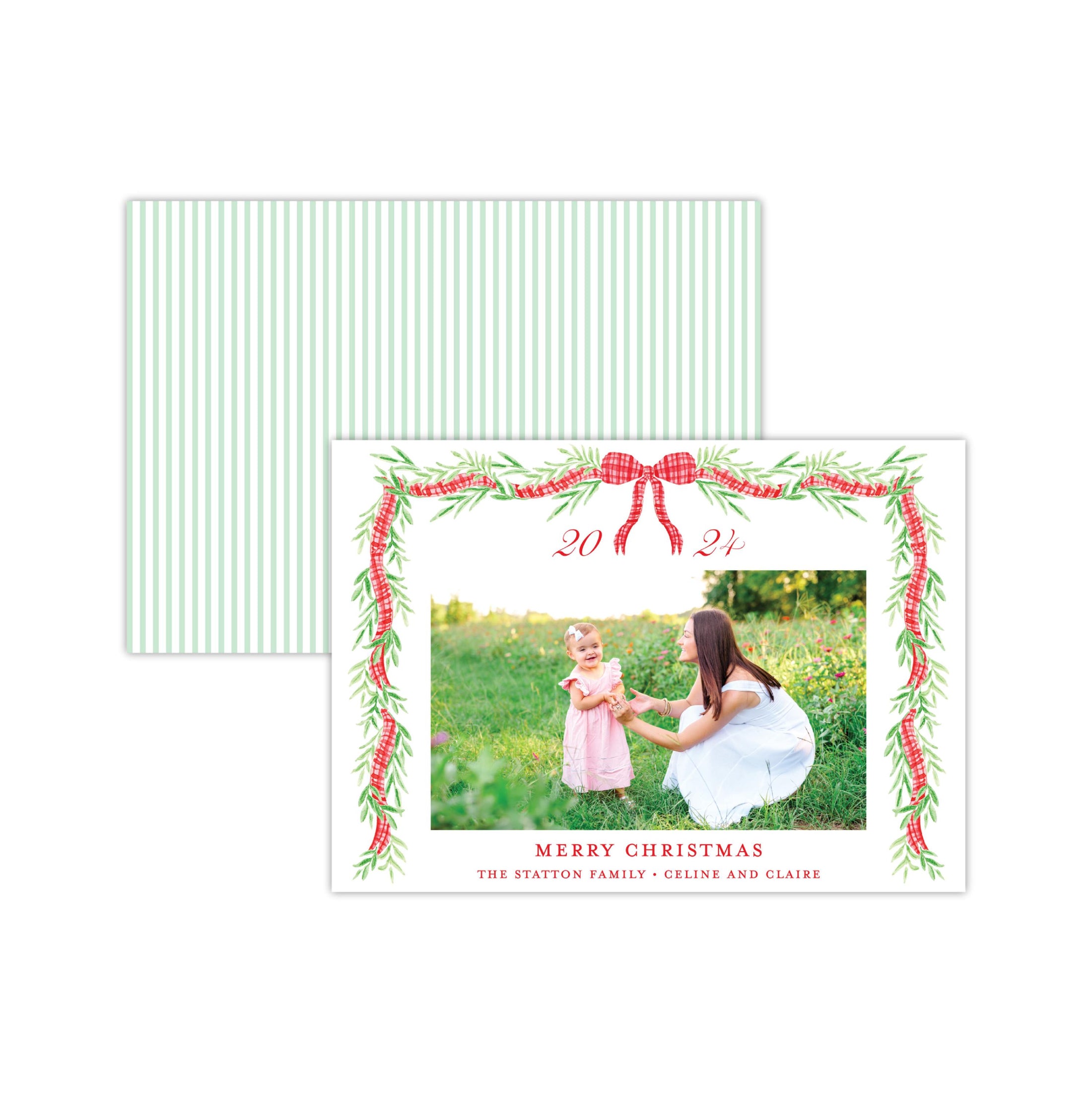 Red Plaid Holiday Card - Horizontal