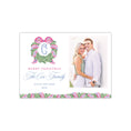 Load image into Gallery viewer, Pink Blue Wreath Holiday Card - Vertical
