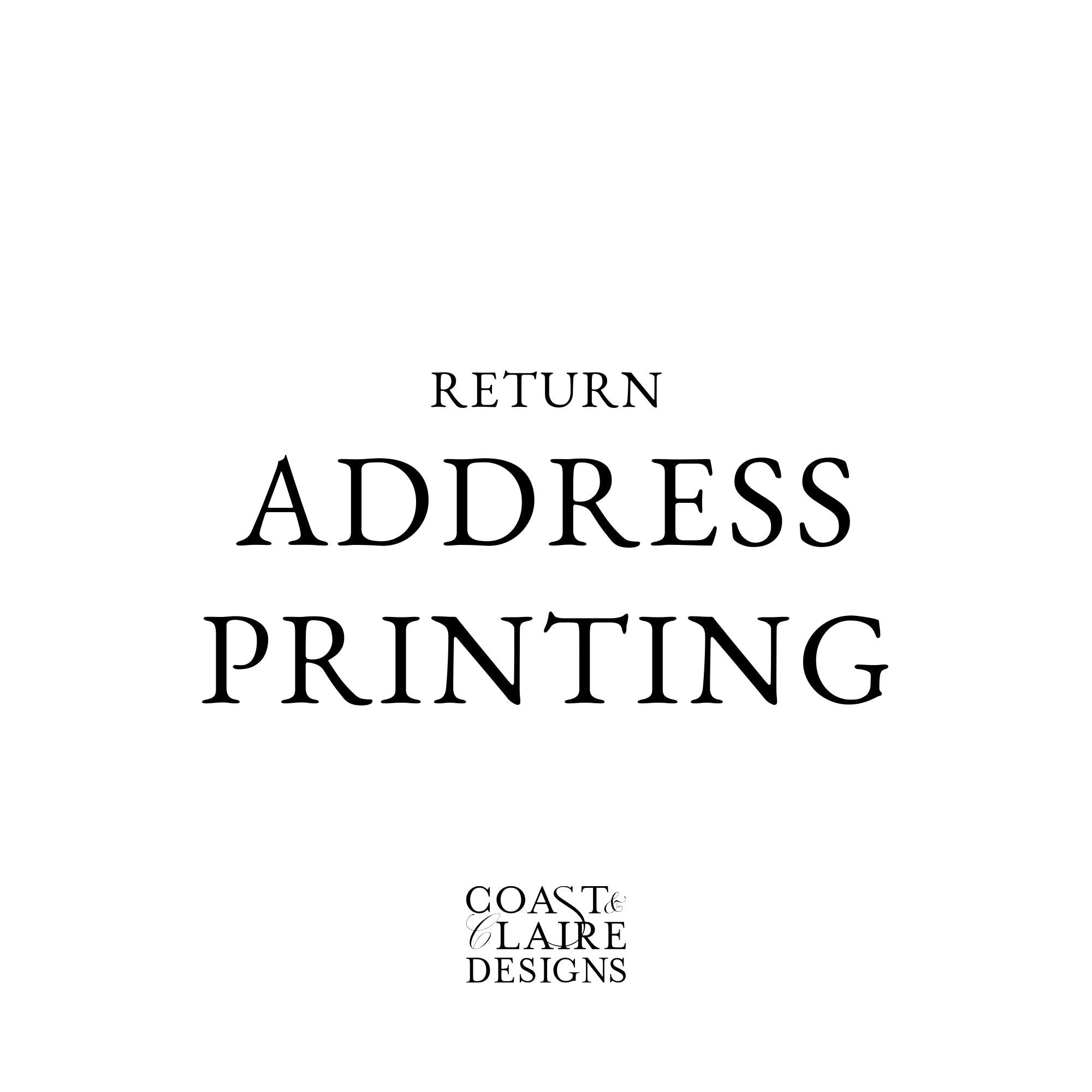 Return Address Printing Service