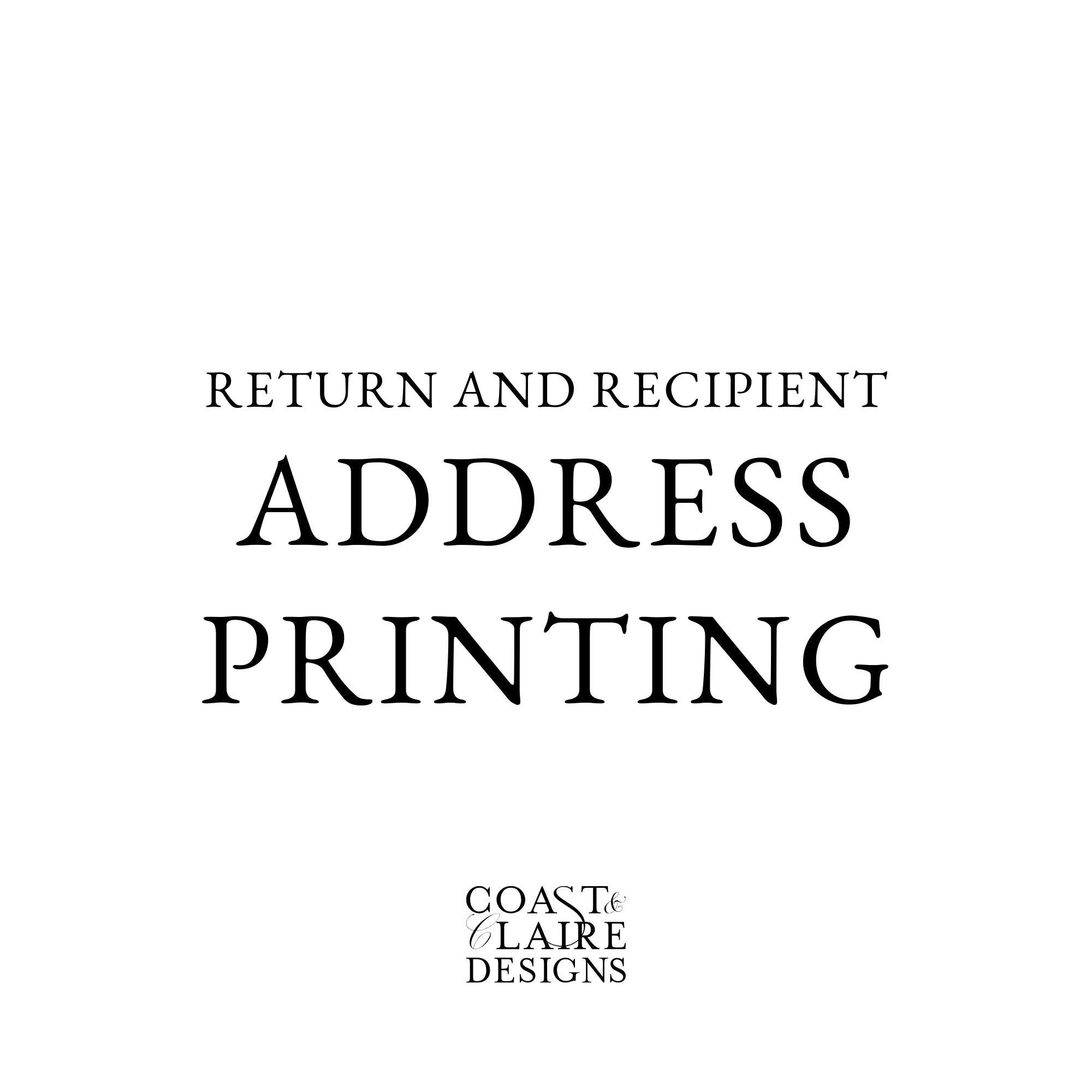 Return and Recipient Address Printing Service